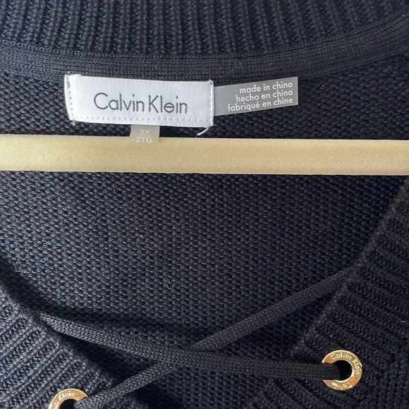 Calvin Klein Plus Lace-Up Sweater (Black, 2X) - Picture 4 of 5